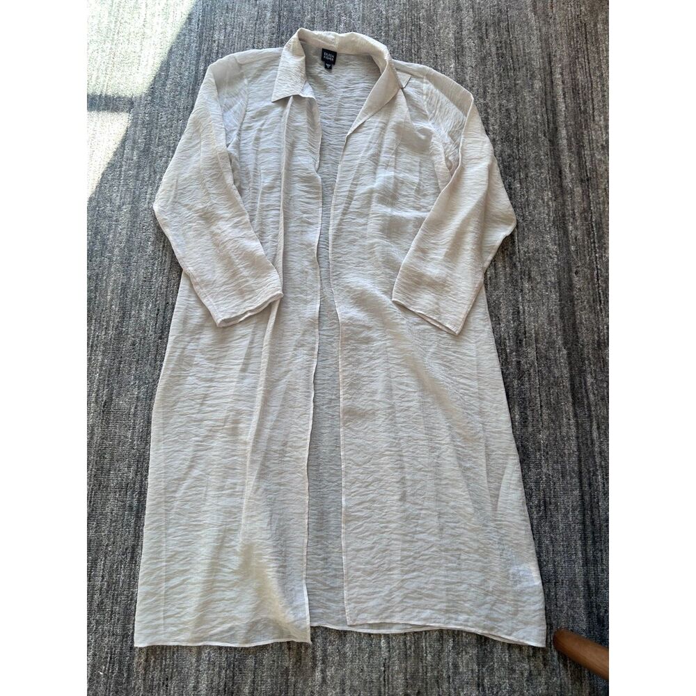 Eileen Fisher Open Front Gauze Duster Cardian Top L